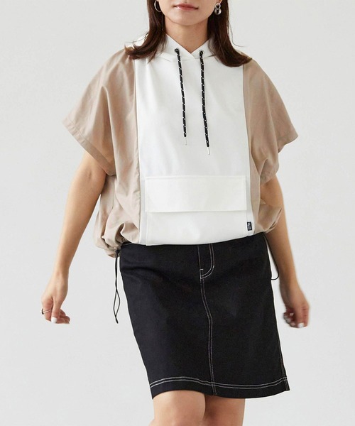 179/WG（イチナナキュウダブルジー）の「ドッキング ショートスリーブ フーディ（パーカー・レディース・パープル/オフホワイト/ブルー・FREE）」の2枚目の写真