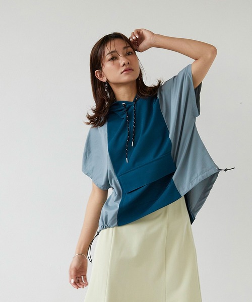 179/WG（イチナナキュウダブルジー）の「ドッキング ショートスリーブ フーディ（パーカー・レディース・パープル/オフホワイト/ブルー・FREE）」の21枚目の写真