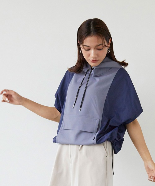 179/WG（イチナナキュウダブルジー）の「ドッキング ショートスリーブ フーディ（パーカー・レディース・パープル/オフホワイト/ブルー・FREE）」の22枚目の写真