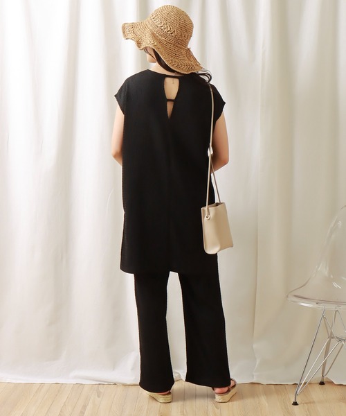 libelle more（リベル モア）の「シャーリングカットソー　セットアップ（セットアップ・レディース・ブラック/ベージュ/ブラウン・L/M）」の10枚目の写真