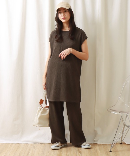 libelle more（リベル モア）の「シャーリングカットソー　セットアップ（セットアップ・レディース・ブラック/ベージュ/ブラウン・L/M）」の13枚目の写真