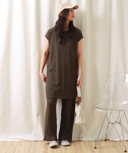 libelle more（リベル モア）の「シャーリングカットソー　セットアップ（セットアップ・レディース・ブラック/ベージュ/ブラウン・L/M）」の15枚目の写真