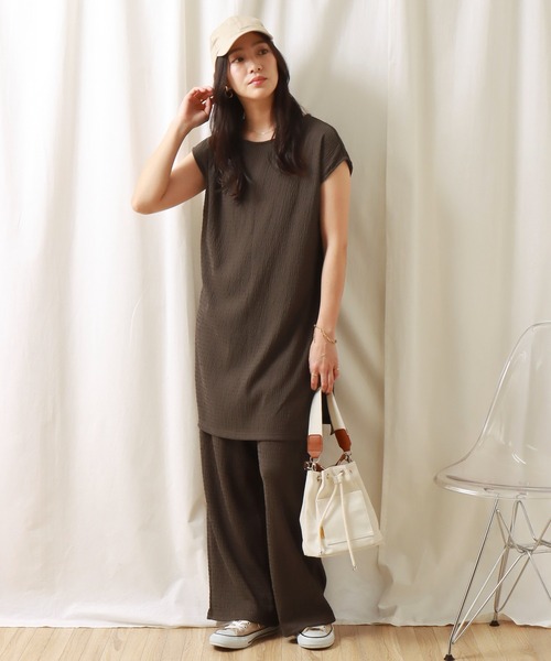 libelle more（リベル モア）の「シャーリングカットソー　セットアップ（セットアップ・レディース・ブラック/ベージュ/ブラウン・L/M）」の16枚目の写真