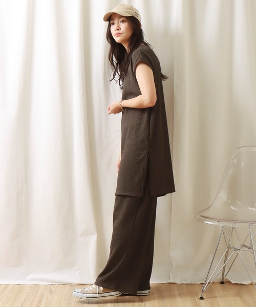 libelle more（リベル モア）の「シャーリングカットソー　セットアップ（セットアップ・レディース・ブラック/ベージュ/ブラウン・L/M）」の17枚目の写真