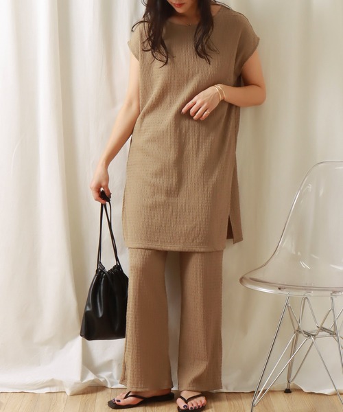 libelle more（リベル モア）の「シャーリングカットソー　セットアップ（セットアップ・レディース・ブラック/ベージュ/ブラウン・L/M）」の21枚目の写真