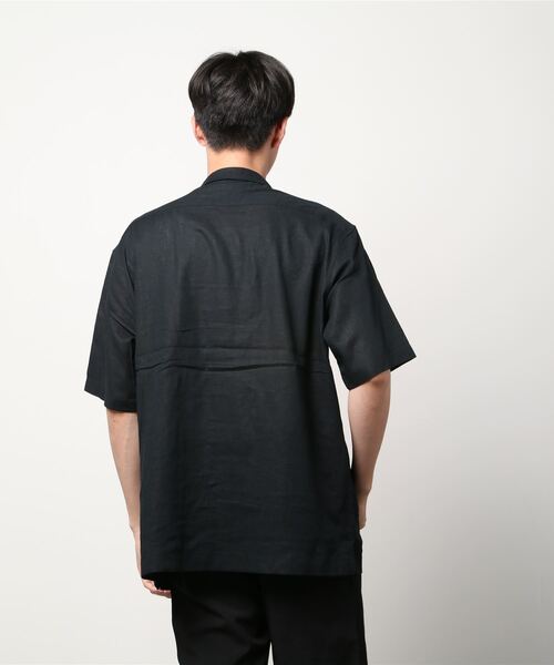 NANO universe（ナノユニバース）の「LB.04/フレンチリネンオープンカラーシャツ（シャツ/ブラウス・メンズ・ブルーグリーン/レッド系その他2/ブラック/ネイビー・M/S/L/XL）」の5枚目の写真