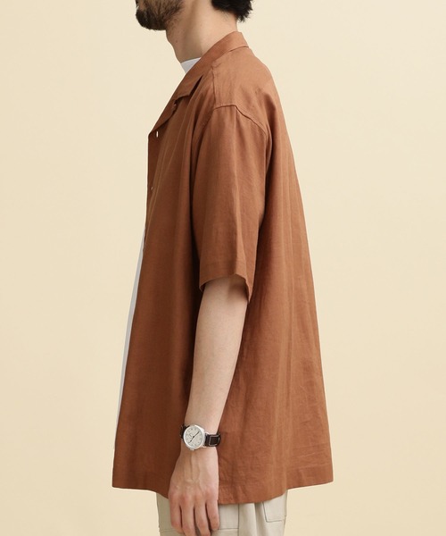 NANO universe（ナノユニバース）の「LB.04/フレンチリネンオープンカラーシャツ（シャツ/ブラウス・メンズ・ブルーグリーン/レッド系その他2/ブラック/ネイビー・M/S/L/XL）」の7枚目の写真