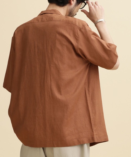 NANO universe（ナノユニバース）の「LB.04/フレンチリネンオープンカラーシャツ（シャツ/ブラウス・メンズ・ブルーグリーン/レッド系その他2/ブラック/ネイビー・M/S/L/XL）」の8枚目の写真