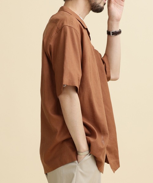 NANO universe（ナノユニバース）の「LB.04/フレンチリネンオープンカラーシャツ（シャツ/ブラウス・メンズ・ブルーグリーン/レッド系その他2/ブラック/ネイビー・M/S/L/XL）」の9枚目の写真