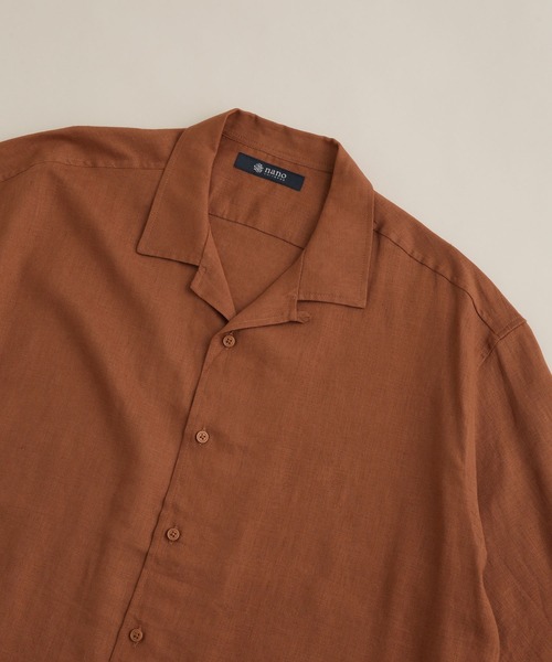 NANO universe（ナノユニバース）の「LB.04/フレンチリネンオープンカラーシャツ（シャツ/ブラウス・メンズ・ブルーグリーン/レッド系その他2/ブラック/ネイビー・M/S/L/XL）」の11枚目の写真