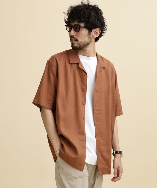 NANO universe（ナノユニバース）の「LB.04/フレンチリネンオープンカラーシャツ（シャツ/ブラウス・メンズ・ブルーグリーン/レッド系その他2/ブラック/ネイビー・M/S/L/XL）」の15枚目の写真