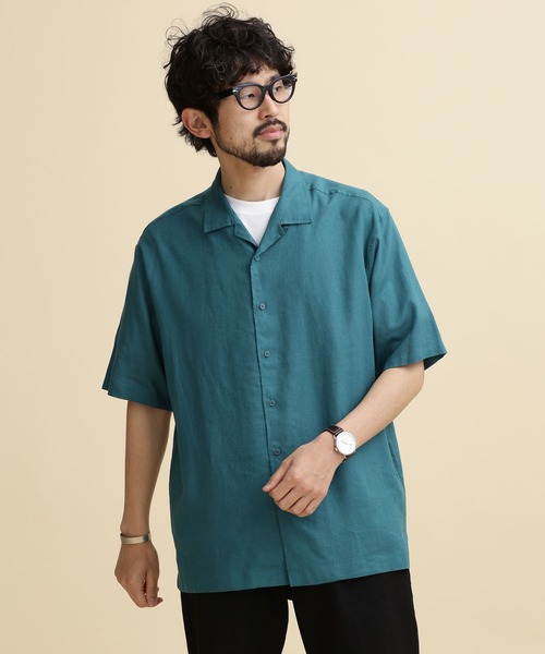 NANO universe（ナノユニバース）の「LB.04/フレンチリネンオープンカラーシャツ（シャツ/ブラウス・メンズ・ブルーグリーン/レッド系その他2/ブラック/ネイビー・M/S/L/XL）」の17枚目の写真