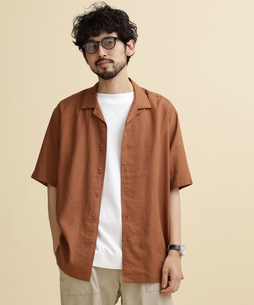 NANO universe（ナノユニバース）の「LB.04/フレンチリネンオープンカラーシャツ（シャツ/ブラウス・メンズ・ブルーグリーン/レッド系その他2/ブラック/ネイビー・M/S/L/XL）」の18枚目の写真