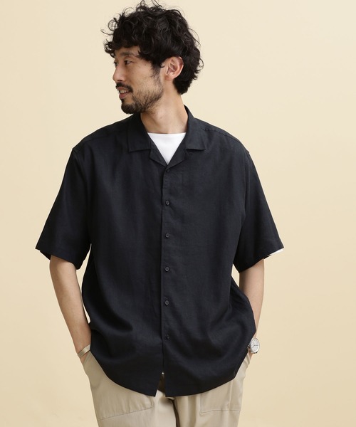 NANO universe（ナノユニバース）の「LB.04/フレンチリネンオープンカラーシャツ（シャツ/ブラウス・メンズ・ブルーグリーン/レッド系その他2/ブラック/ネイビー・M/S/L/XL）」の20枚目の写真