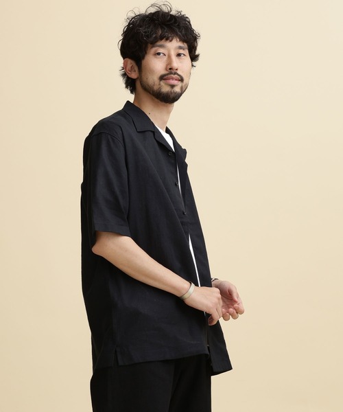 NANO universe（ナノユニバース）の「LB.04/フレンチリネンオープンカラーシャツ（シャツ/ブラウス・メンズ・ブルーグリーン/レッド系その他2/ブラック/ネイビー・M/S/L/XL）」の22枚目の写真