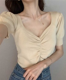 LUGG NAGG（ラグナグ）の「パフスリーブシャーリングサマーニットトップス（Tシャツ/カットソー・レディース）」