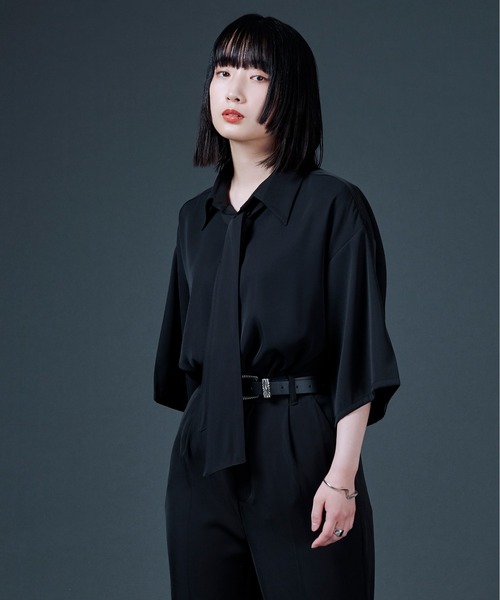 Ellno Loset(エルノロゼット)の「ポリトロボウタイシャツ/セットアップ対応(シャツ/ブラウス・メンズ・オフホワイト/ブラック/ライトグリーン・MEDIUM/LARGE)」の7枚目の写真