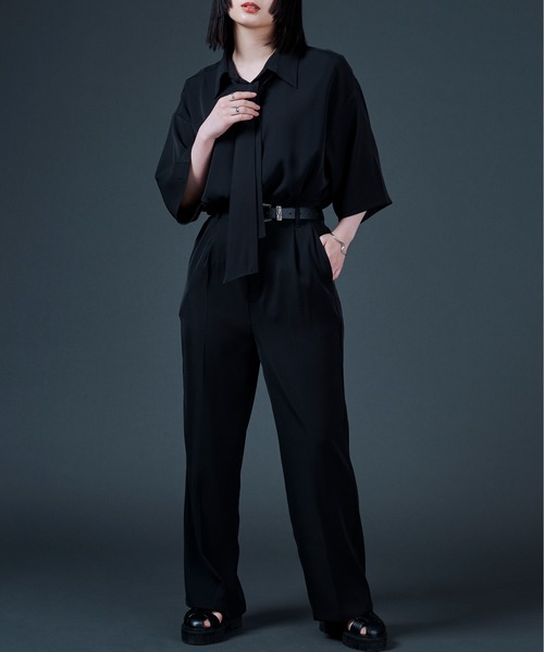 Ellno Loset(エルノロゼット)の「ポリトロボウタイシャツ/セットアップ対応(シャツ/ブラウス・メンズ・オフホワイト/ブラック/ライトグリーン・MEDIUM/LARGE)」の8枚目の写真