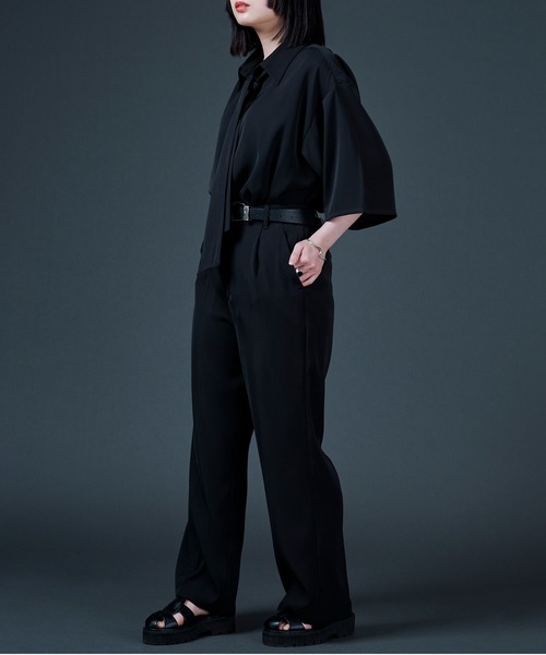 Ellno Loset(エルノロゼット)の「ポリトロボウタイシャツ/セットアップ対応(シャツ/ブラウス・メンズ・オフホワイト/ブラック/ライトグリーン・MEDIUM/LARGE)」の9枚目の写真