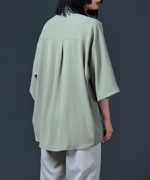 Ellno Loset(エルノロゼット)の「ポリトロボウタイシャツ/セットアップ対応(シャツ/ブラウス・メンズ・オフホワイト/ブラック/ライトグリーン・MEDIUM/LARGE)」の12枚目の写真