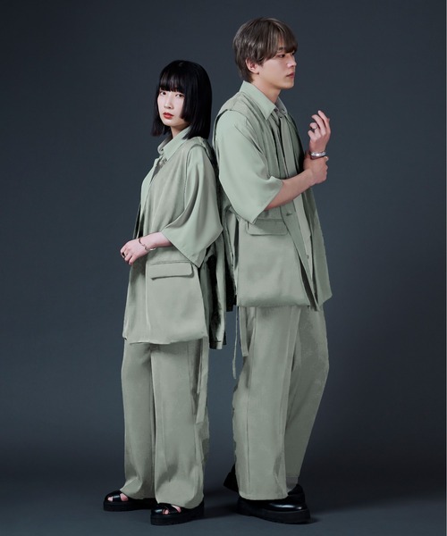 Ellno Loset(エルノロゼット)の「ポリトロボウタイシャツ/セットアップ対応(シャツ/ブラウス・メンズ・オフホワイト/ブラック/ライトグリーン・MEDIUM/LARGE)」の18枚目の写真