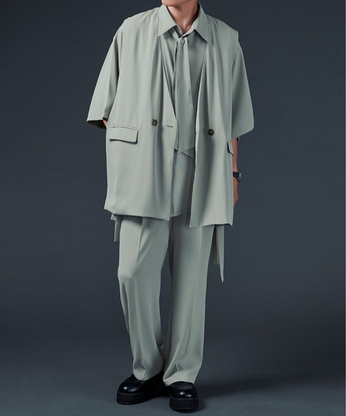 Ellno Loset(エルノロゼット)の「ポリトロボウタイシャツ/セットアップ対応(シャツ/ブラウス・メンズ・オフホワイト/ブラック/ライトグリーン・MEDIUM/LARGE)」の20枚目の写真