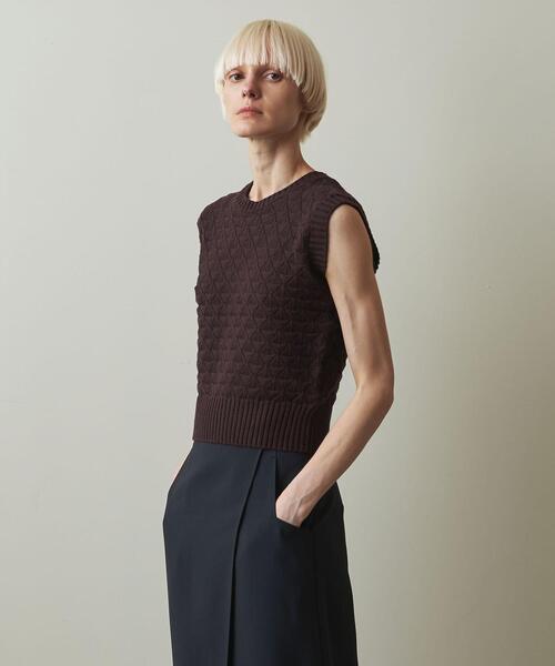 Steven Alan(スティーブンアラン)の「<Steven Alan>EYELET COTTON KNIT VEST/ベスト(ベスト・レディース・ナチュラル/ダークブラウン/オリーブ・FREE)」の1枚目の写真