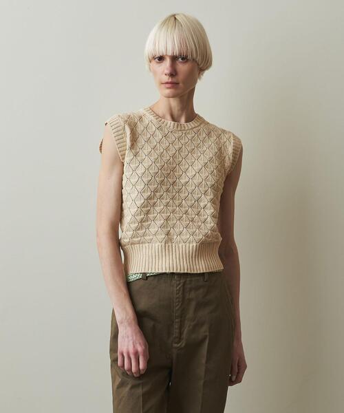 Steven Alan(スティーブンアラン)の「<Steven Alan>EYELET COTTON KNIT VEST/ベスト(ベスト・レディース・ナチュラル/ダークブラウン/オリーブ・FREE)」の2枚目の写真