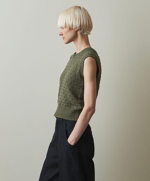 Steven Alan(スティーブンアラン)の「<Steven Alan>EYELET COTTON KNIT VEST/ベスト(ベスト・レディース・ナチュラル/ダークブラウン/オリーブ・FREE)」の6枚目の写真