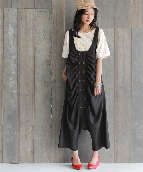 osharewalker（オシャレウォーカー）の「【廃盤】『ギャザーサルエルサロペット』（サロペット/オーバーオール・レディース・ブラック・1/2）」の7枚目の写真