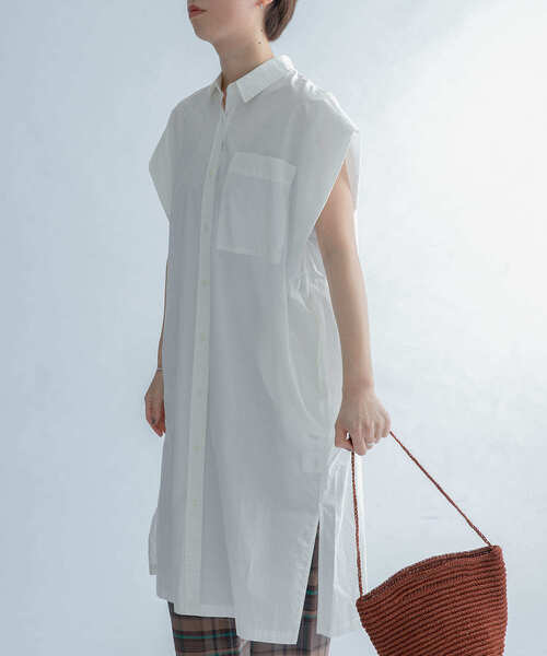 FORK&SPOON（フォークアンドスプーン）の「FORK&SPOON　ショルダータックロングシャツ（シャツ/ブラウス・レディース・カーキ/オフホワイト/ネイビー・1）」の9枚目の写真