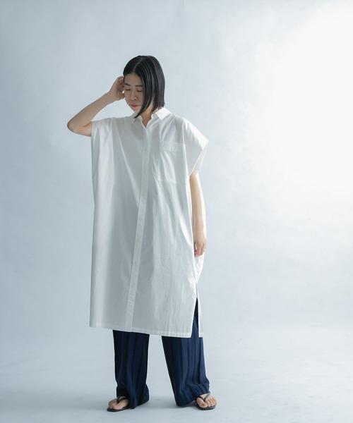 FORK&SPOON（フォークアンドスプーン）の「FORK&SPOON　ショルダータックロングシャツ（シャツ/ブラウス・レディース・カーキ/オフホワイト/ネイビー・1）」の16枚目の写真