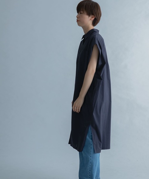 FORK&SPOON（フォークアンドスプーン）の「FORK&SPOON　ショルダータックロングシャツ（シャツ/ブラウス・レディース・カーキ/オフホワイト/ネイビー・1）」の7枚目の写真