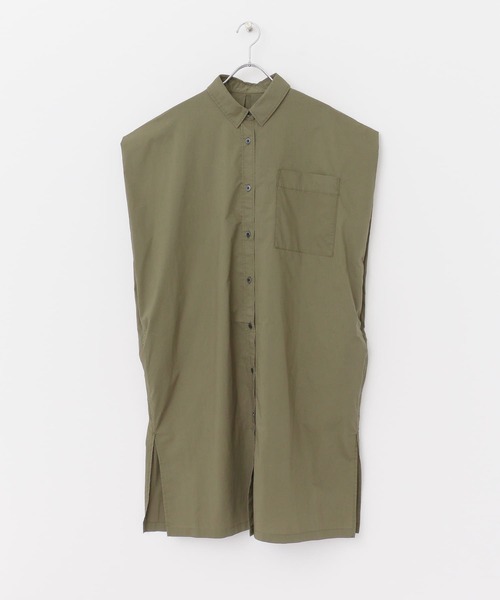 FORK&SPOON（フォークアンドスプーン）の「FORK&SPOON　ショルダータックロングシャツ（シャツ/ブラウス・レディース・カーキ/オフホワイト/ネイビー・1）」の14枚目の写真