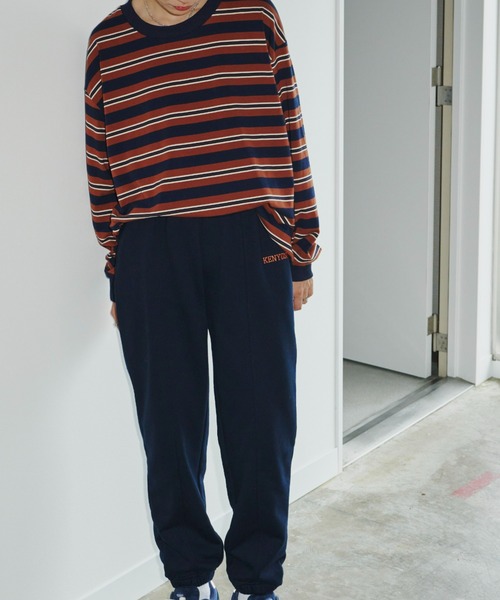 Auntie Rosa Holiday(アンティローザホリデー)の「マルチボーダーオーバーサイズロンT(Tシャツ/カットソー・レディース・ブラウン/ベージュ/グリーン・FREE)」の1枚目の写真