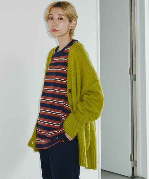Auntie Rosa Holiday(アンティローザホリデー)の「マルチボーダーオーバーサイズロンT(Tシャツ/カットソー・レディース・ブラウン/ベージュ/グリーン・FREE)」の7枚目の写真
