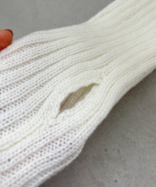 CLEA（クレア）の「リブニットアームカバー（アームカバー・レディース・ホワイト/ブラック・FREE）」の9枚目の写真