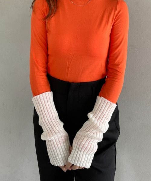 CLEA（クレア）の「リブニットアームカバー（アームカバー・レディース・ホワイト/ブラック・FREE）」の12枚目の写真