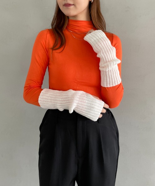 CLEA（クレア）の「リブニットアームカバー（アームカバー・レディース・ホワイト/ブラック・FREE）」の15枚目の写真