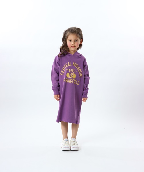 Champion（チャンピオン）の「【Champion/チャンピオン】キッズ フーデッドワンピース（ワンピース・キッズ・ブラック/パープル/グレー/ネイビー・140/110/130/120/100）」の4枚目の写真