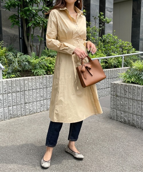 StyleSea（スタイルシー）の「タック入りXラインシャツワンピース（シャツワンピース・レディース・ライトブルー/ベージュ/オフホワイト・FREE）」の21枚目の写真