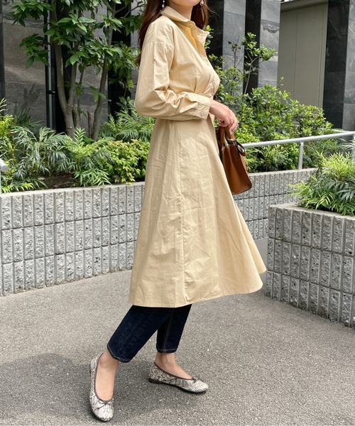 StyleSea（スタイルシー）の「タック入りXラインシャツワンピース（シャツワンピース・レディース・ライトブルー/ベージュ/オフホワイト・FREE）」の9枚目の写真