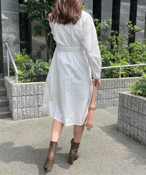 StyleSea（スタイルシー）の「タック入りXラインシャツワンピース（シャツワンピース・レディース・ライトブルー/ベージュ/オフホワイト・FREE）」の12枚目の写真