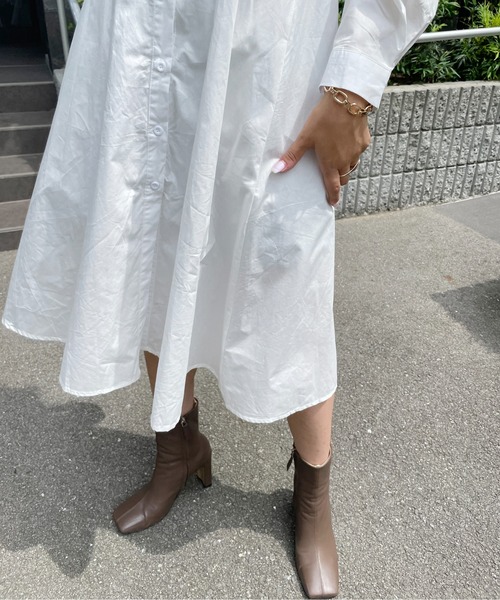 StyleSea（スタイルシー）の「タック入りXラインシャツワンピース（シャツワンピース・レディース・ライトブルー/ベージュ/オフホワイト・FREE）」の20枚目の写真