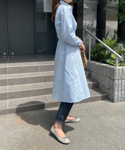 StyleSea（スタイルシー）の「タック入りXラインシャツワンピース（シャツワンピース・レディース・ライトブルー/ベージュ/オフホワイト・FREE）」の10枚目の写真