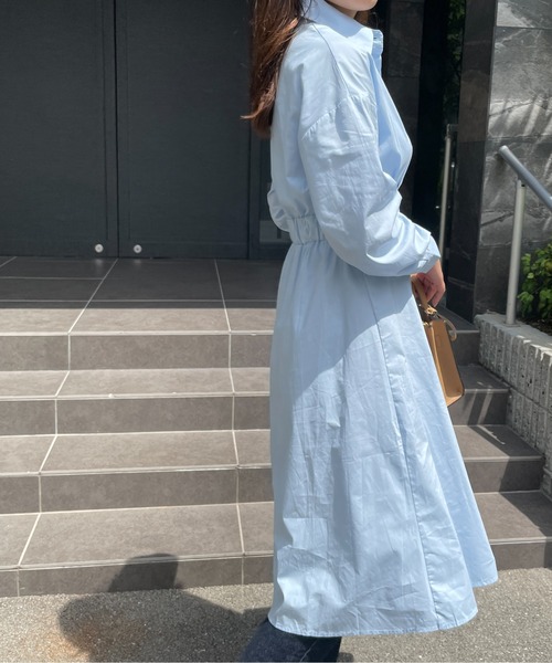 StyleSea（スタイルシー）の「タック入りXラインシャツワンピース（シャツワンピース・レディース・ライトブルー/ベージュ/オフホワイト・FREE）」の22枚目の写真