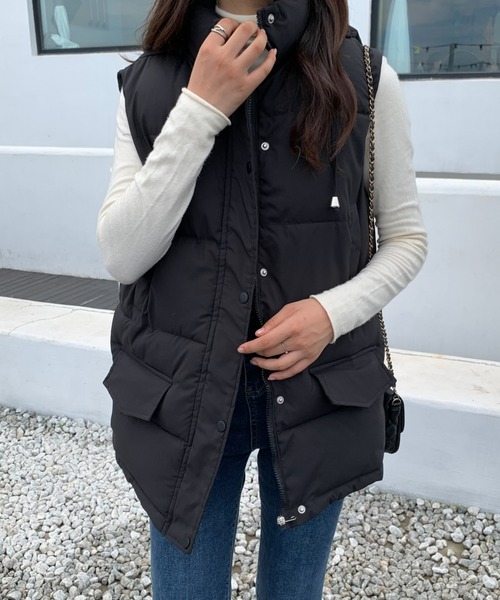 ABITOKYO（アビトーキョー）の「スタンドカラー中綿ベスト（ダウンベスト・レディース・ブラック/ベージュ・FREE）」の14枚目の写真