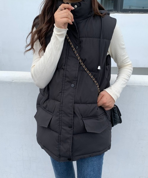 ABITOKYO（アビトーキョー）の「スタンドカラー中綿ベスト（ダウンベスト・レディース・ブラック/ベージュ・FREE）」の18枚目の写真