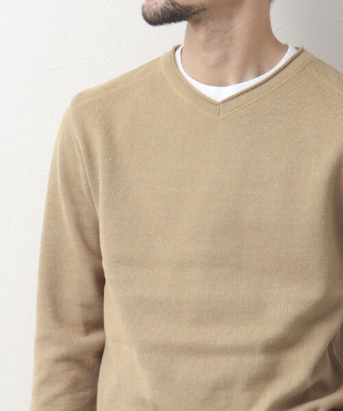 NOLLEY'S goodman(ノーリーズグッドマン)の「長袖Tシャツ付き ウォームプレーティング Vネックプルオーバーニット(ニット/セーター・メンズ・キャメル/サーモンピンク/グレー/ネイビー・XL/L/S/M)」の1枚目の写真