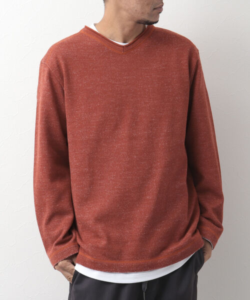 NOLLEY'S goodman(ノーリーズグッドマン)の「長袖Tシャツ付き ウォームプレーティング Vネックプルオーバーニット(ニット/セーター・メンズ・キャメル/サーモンピンク/グレー/ネイビー・XL/L/S/M)」の4枚目の写真